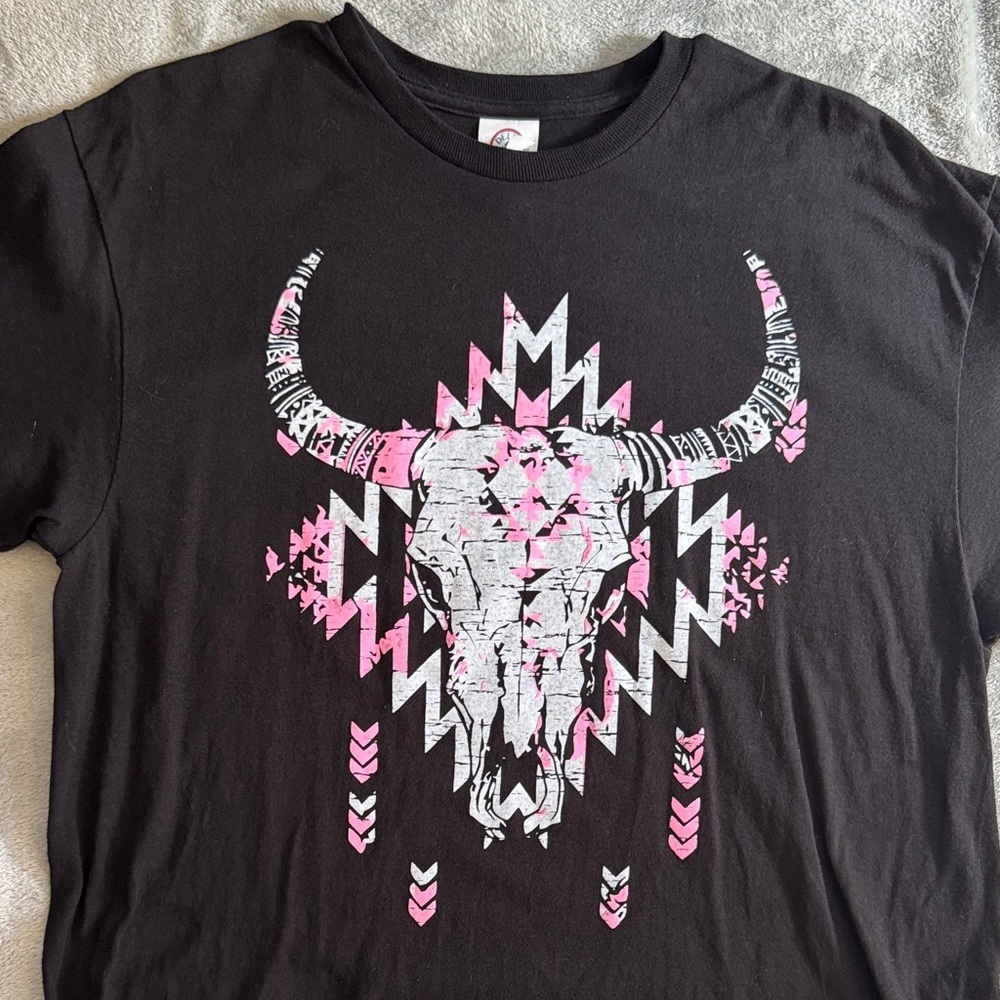 Delta Black and Pink Bull Skull Tee